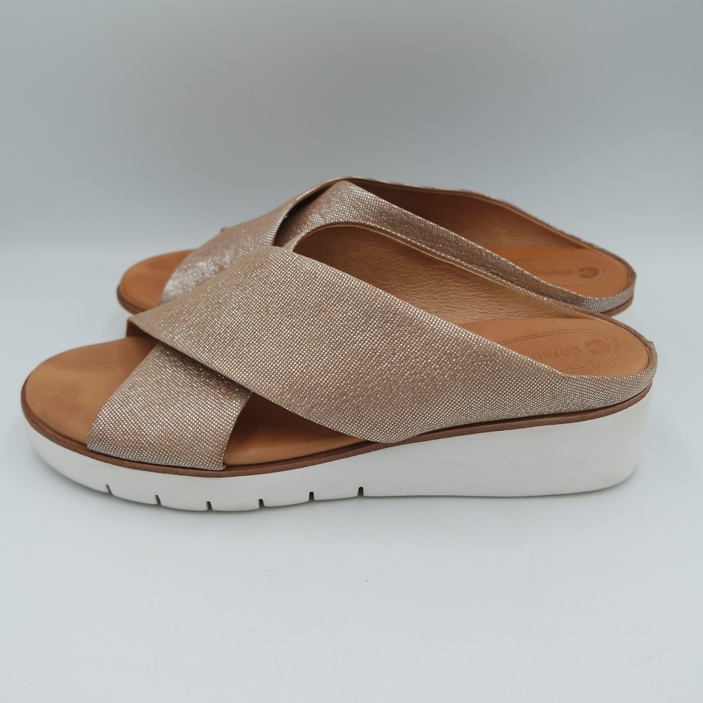 Corso Como Bilanka Womens Rose Gold Metallic Wedge Slide Sandals Size 10M